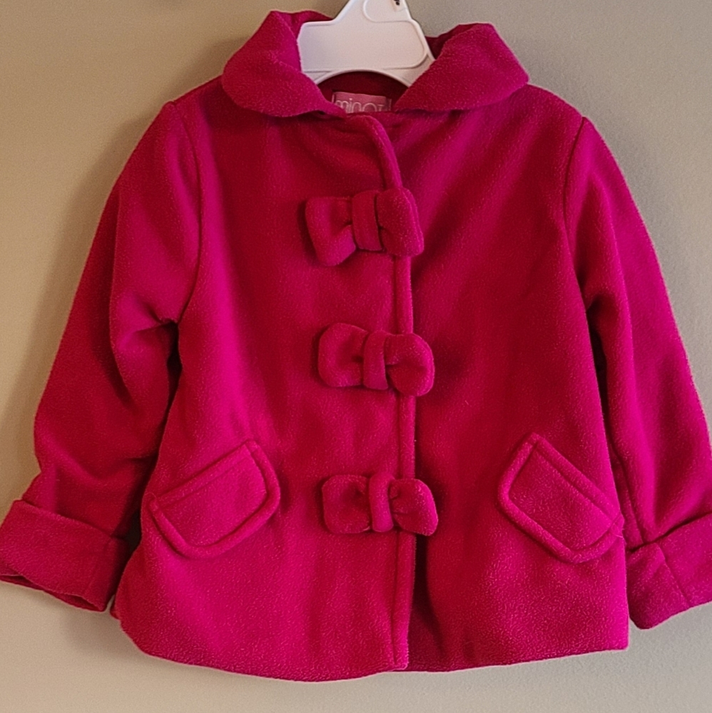 Dark pink soft fleece lined coat